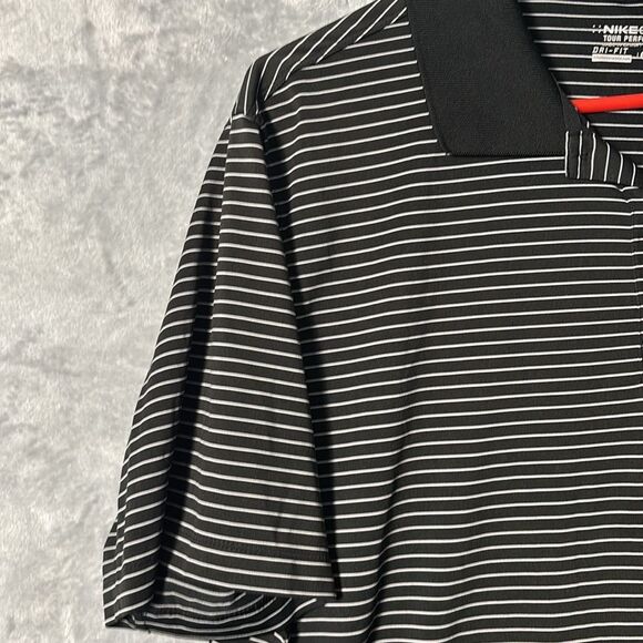 Nike Golf Black White Striped Short Sleeve Polo Size XL - Picture 6 of 8